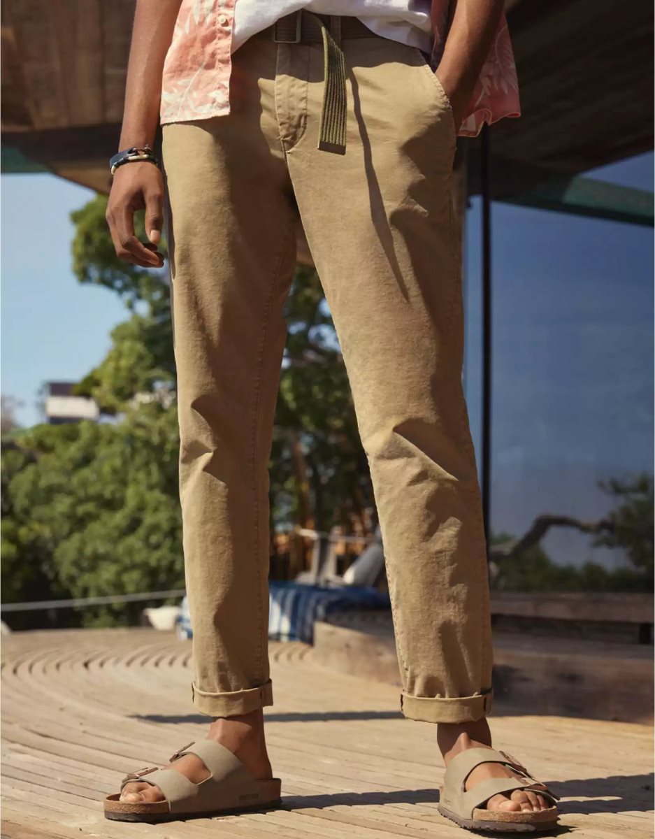 Pantalon American Eagle AE Flex Original Droit Lived-In Khaki Multicolore Homme | QLD-93553068